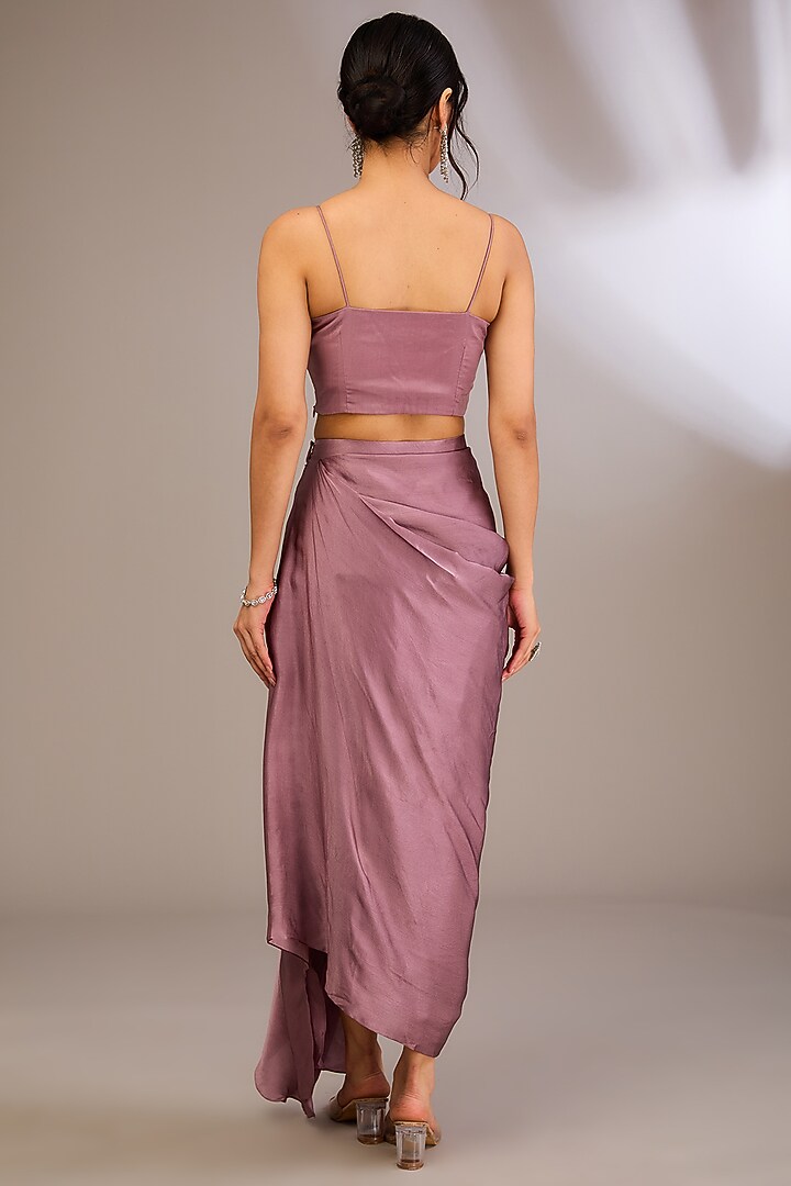 Dusty Purple Organza Geometric Embroidered Cape Set by COUTURE BY NIHARIKA at Pernia's Pop Up Shop