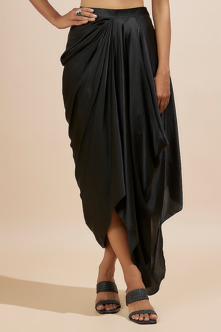 Black Satin & Organza Skirt Set by COUTURE BY NIHARIKA at Pernia's Pop Up Shop