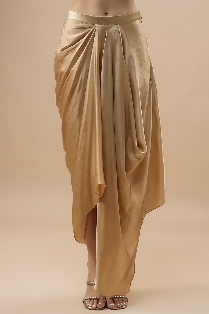 Beige Satin Draped Skirt Set by COUTURE BY NIHARIKA at Pernia's Pop Up Shop