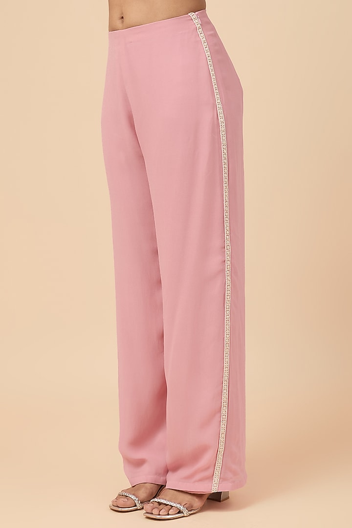 Lilac Pink Chiffon & Viscose Chitta Work Cape-Style Gown by COUTURE BY NIHARIKA at Pernia's Pop Up Shop