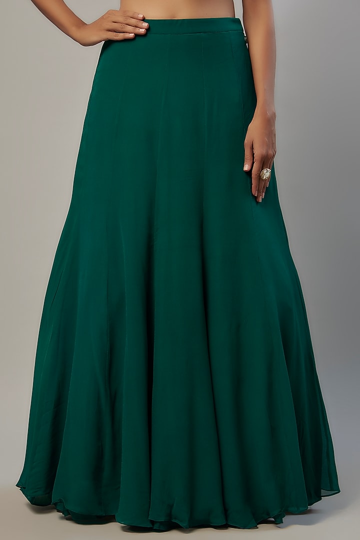 Emerald Green Net & Viscose Cutdana Embroidered Jacket Set by COUTURE BY NIHARIKA at Pernia's Pop Up Shop