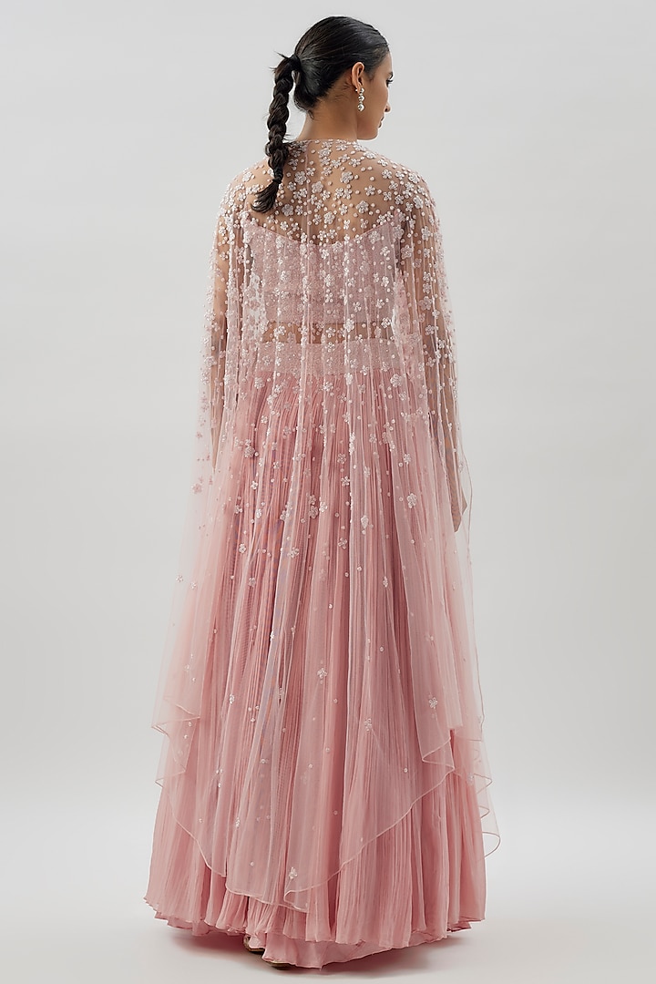 Lilac Net & Viscose Motif Embroidered Jacket Wedding Lehenga Set by COUTURE BY NIHARIKA at Pernia's Pop Up Shop
