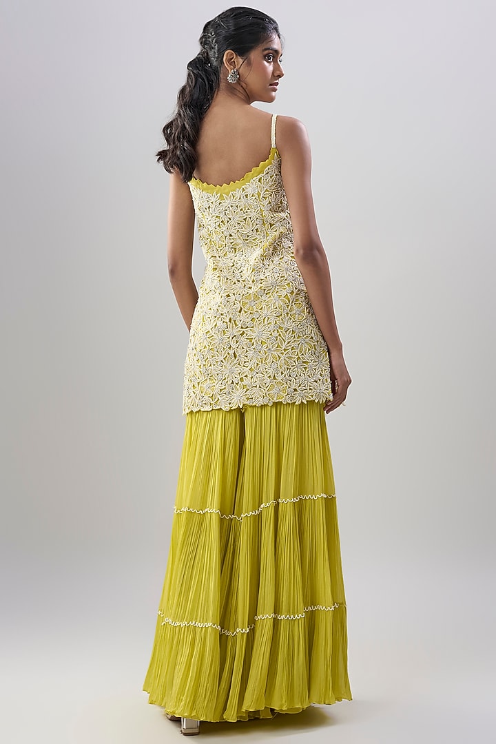 Yellow Organza Bridal Sharara Set by COUTURE BY NIHARIKA at Pernia's Pop Up Shop