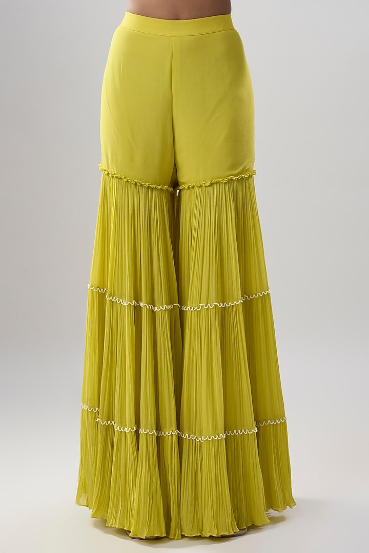 Yellow Organza Bridal Sharara Set by COUTURE BY NIHARIKA at Pernia's Pop Up Shop