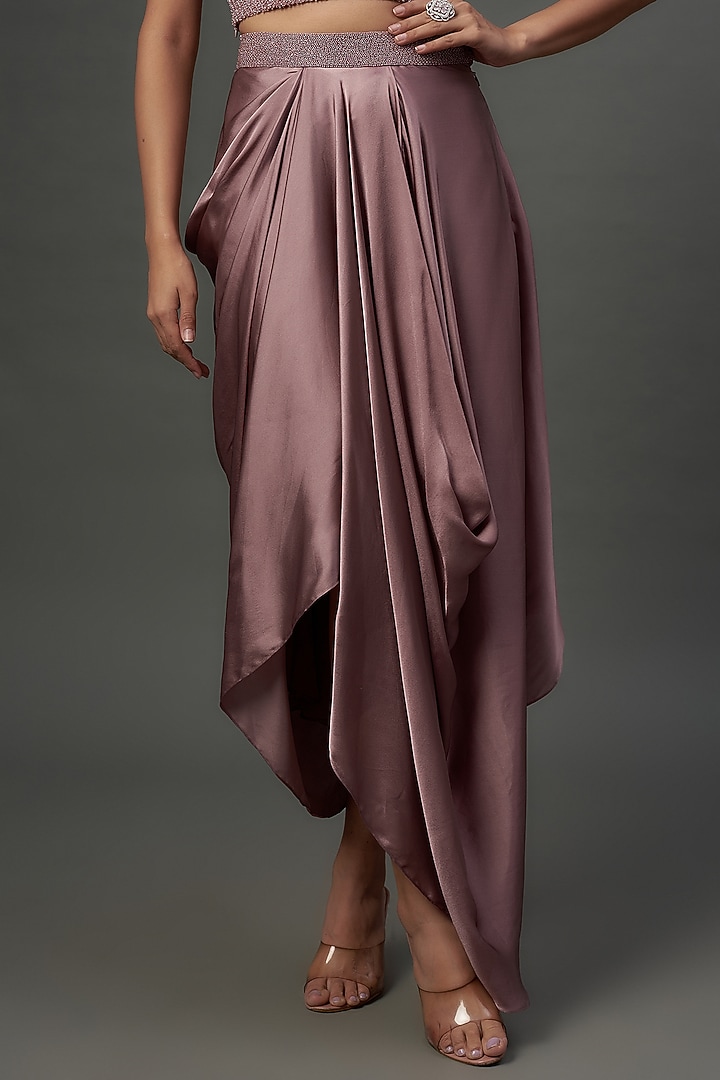 Dusty Purple Georgette Hand Embroidered Jacket Set by COUTURE BY NIHARIKA at Pernia's Pop Up Shop