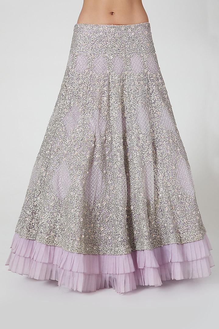 Purple Hand Embroidered Bridal Lehenga Set by COUTURE BY NIHARIKA at Pernia's Pop Up Shop