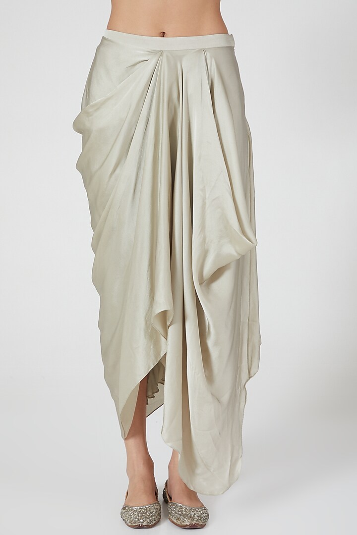 Dusty Green Pure Satin Skirt Set by COUTURE BY NIHARIKA at Pernia's Pop Up Shop