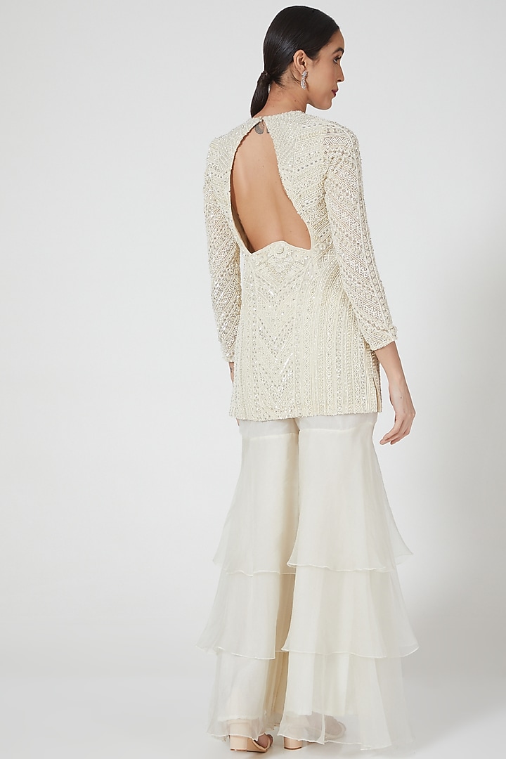 White Embroidered Bridal Sharara Set by COUTURE BY NIHARIKA at Pernia's Pop Up Shop