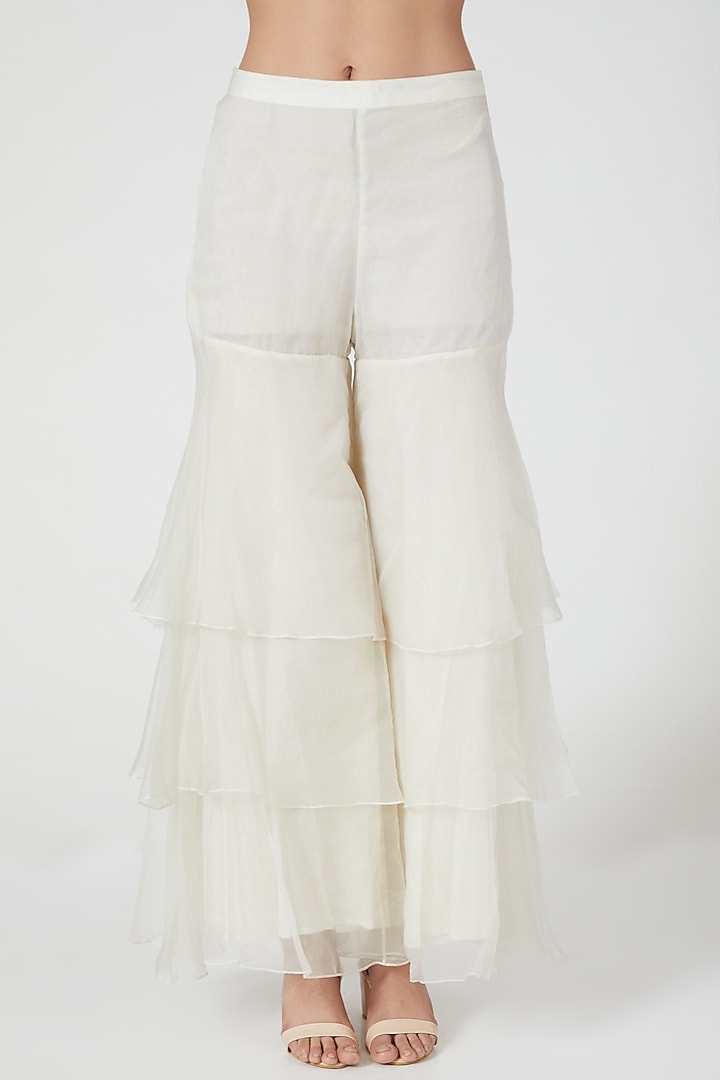 White Embroidered Bridal Sharara Set by COUTURE BY NIHARIKA at Pernia's Pop Up Shop
