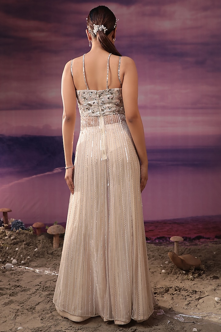 Ivory Velvet Pant Set by COUTURE BY NIHARIKA at Pernia's Pop Up Shop