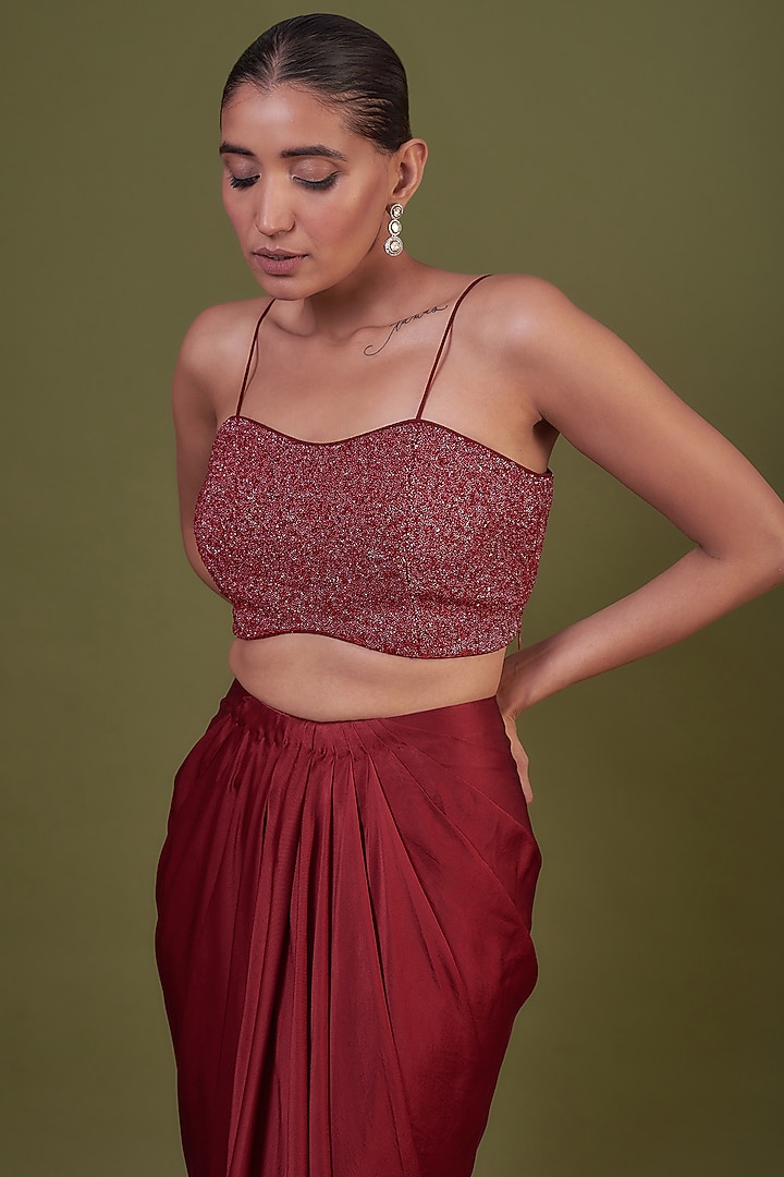 Red Net Jacket Set by COUTURE BY NIHARIKA at Pernia's Pop Up Shop