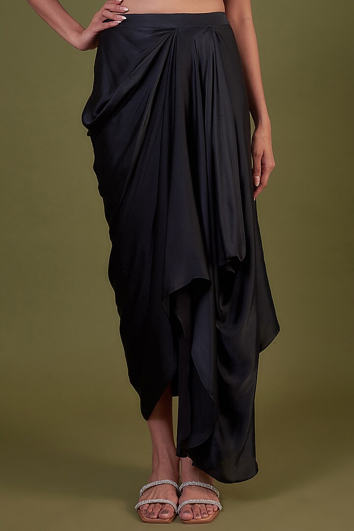 Black Organza Embroidered Cape Set by COUTURE BY NIHARIKA at Pernia's Pop Up Shop