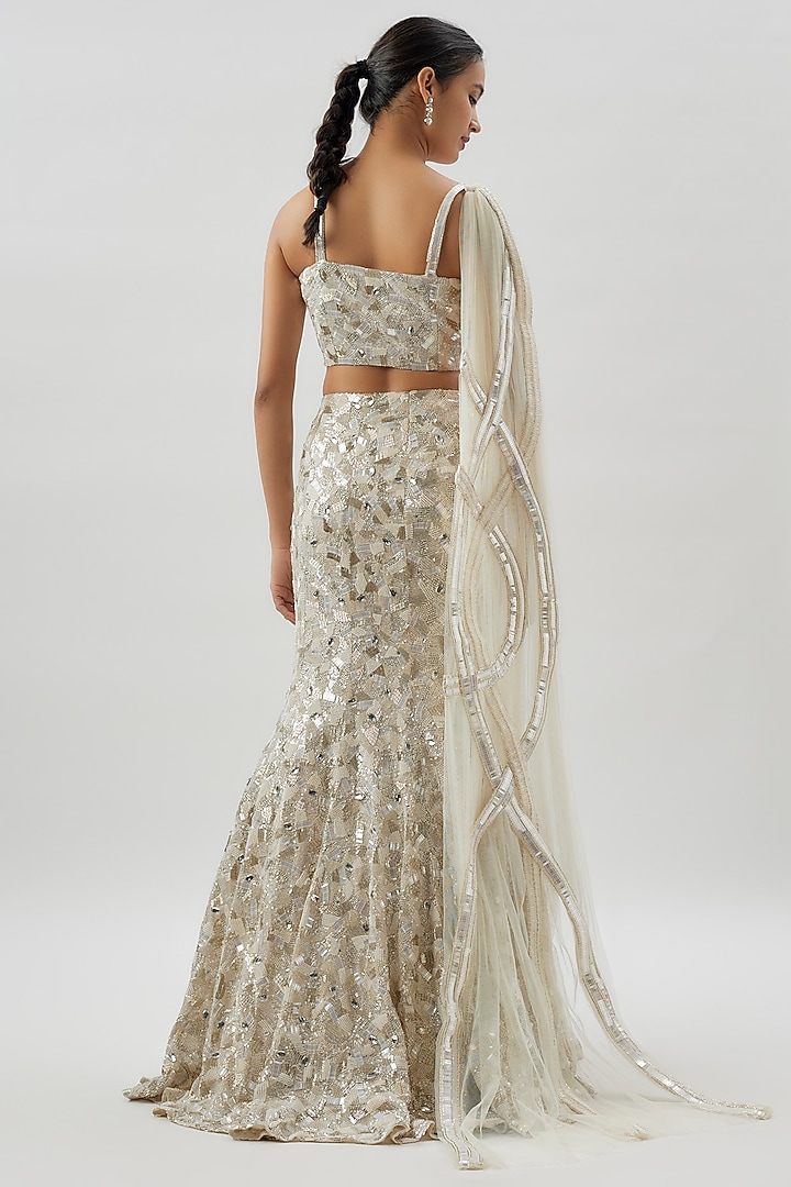 Ivory Organza Embroidered Skirt Set by COUTURE BY NIHARIKA at Pernia's Pop Up Shop
