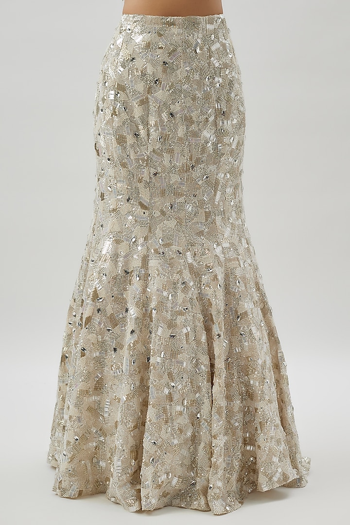 Ivory Organza Embroidered Skirt Set by COUTURE BY NIHARIKA at Pernia's Pop Up Shop