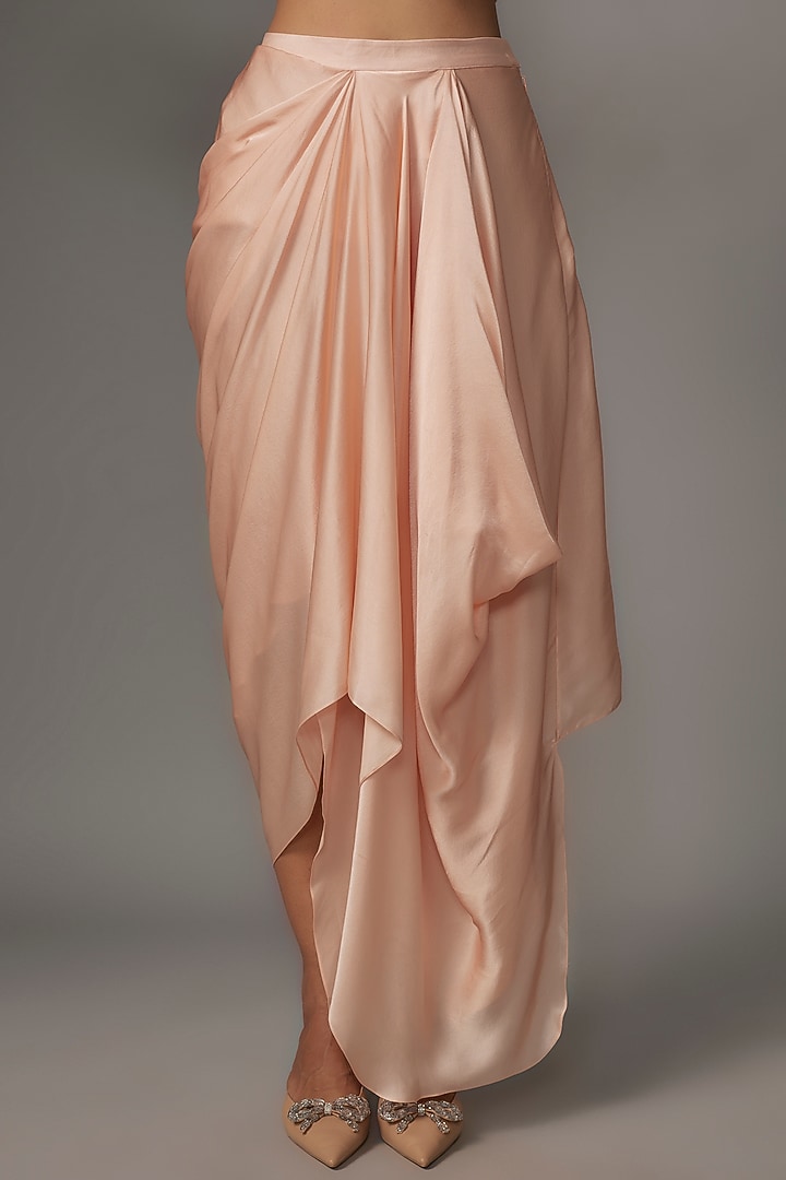 Peach Organza & Satin Sequins Embroidered Cape Set by COUTURE BY NIHARIKA at Pernia's Pop Up Shop