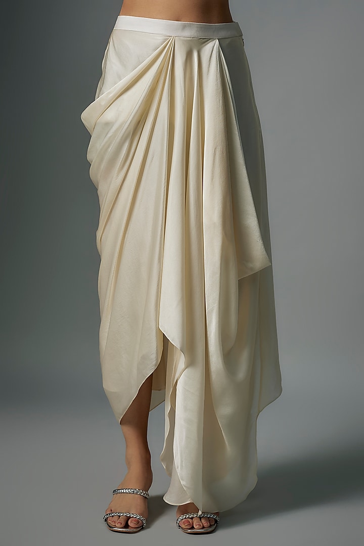 Ivory Organza & Satin Sequins Embroidered Cape Set by COUTURE BY NIHARIKA at Pernia's Pop Up Shop