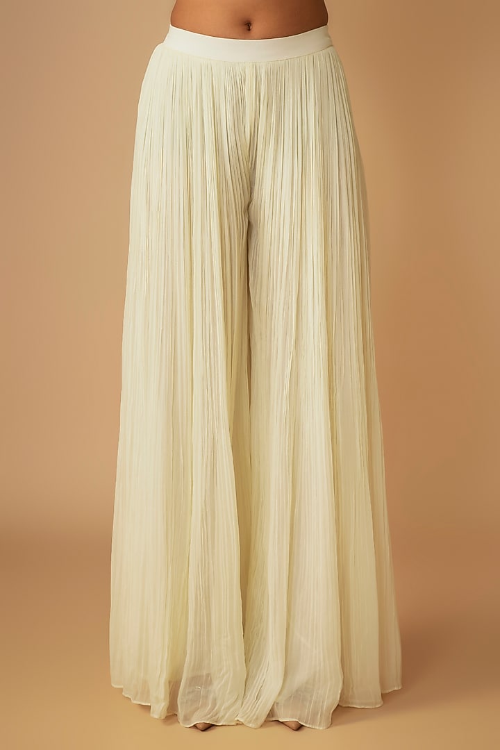 Ivory Viscose Georgette Embroidered Cape Set by COUTURE BY NIHARIKA at Pernia's Pop Up Shop
