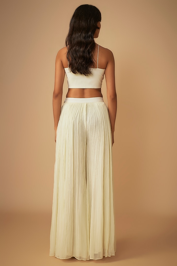Ivory Viscose Georgette Embroidered Cape Set by COUTURE BY NIHARIKA at Pernia's Pop Up Shop