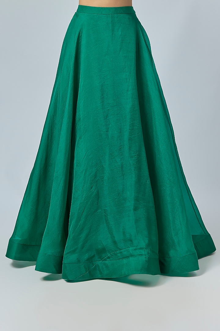 Emerald Green Organza Floral Cutwork Paneled Jacket Set by COUTURE BY NIHARIKA at Pernia's Pop Up Shop