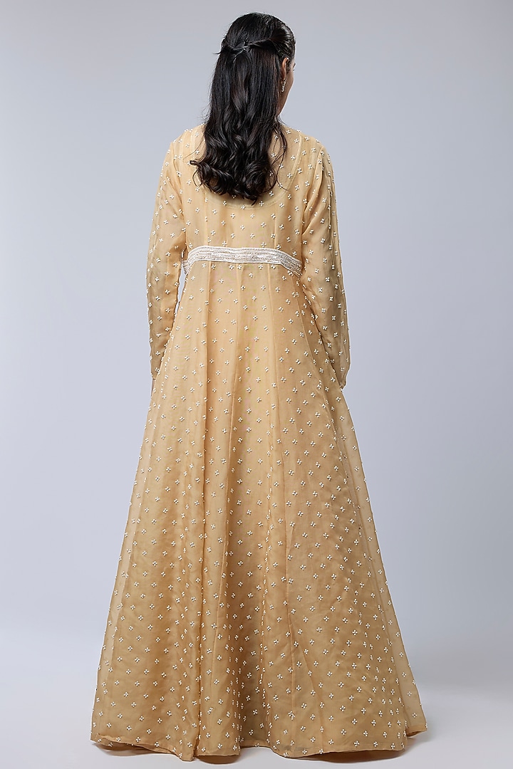 Beige Organza Jacket Set by COUTURE BY NIHARIKA at Pernia's Pop Up Shop