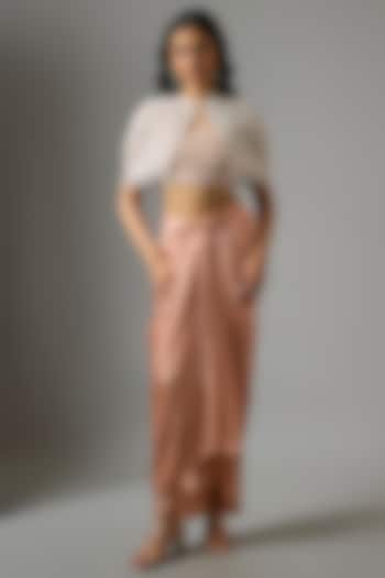 Peach Organza Floral Cutwork Cape Set by COUTURE BY NIHARIKA at Pernia's Pop Up Shop