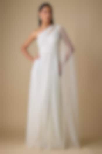 Ivory Net & Organza Sequins Embroidered Wedding Gown by COUTURE BY NIHARIKA at Pernia's Pop Up Shop