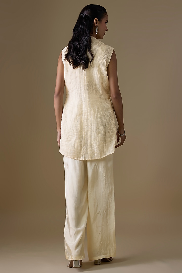 Off-White Silk Pant Set by COUTURE BY NIHARIKA at Pernia's Pop Up Shop