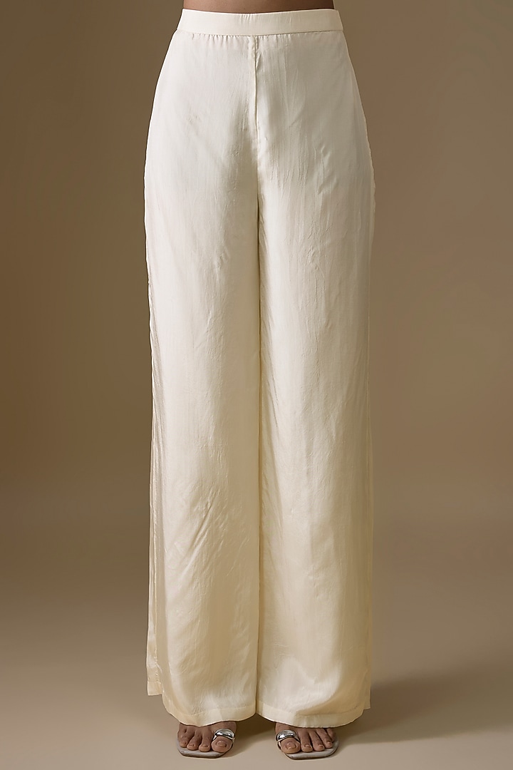 Off-White Silk Pant Set by COUTURE BY NIHARIKA at Pernia's Pop Up Shop