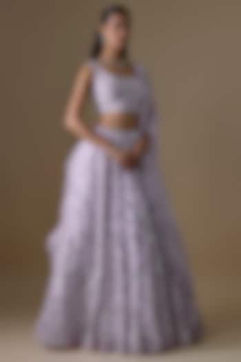 Lavender Organza Embroidered Wedding Lehenga Set by COUTURE BY NIHARIKA at Pernia's Pop Up Shop
