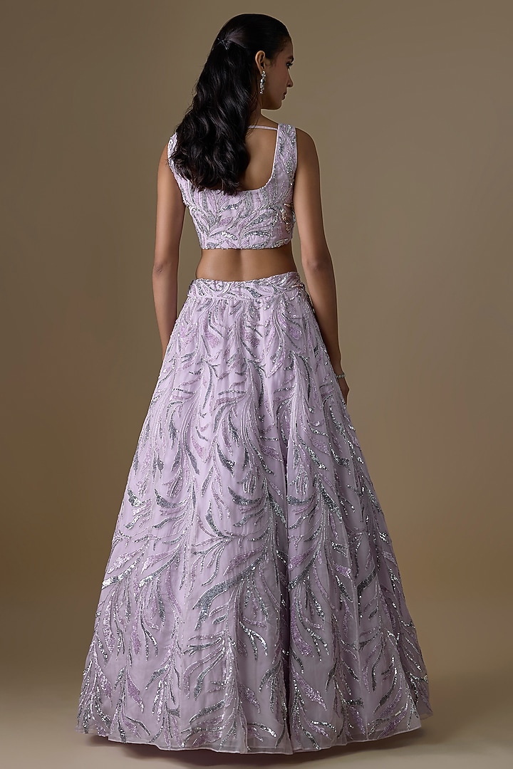 Lavender Organza Embroidered Wedding Lehenga Set by COUTURE BY NIHARIKA at Pernia's Pop Up Shop