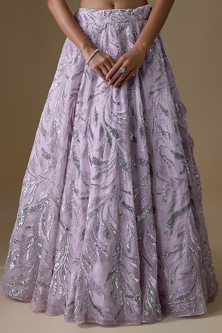 Lavender Organza Embroidered Wedding Lehenga Set by COUTURE BY NIHARIKA at Pernia's Pop Up Shop