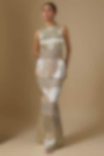 Silver Organza Party Wear Dress by COUTURE BY NIHARIKA at Pernia's Pop Up Shop