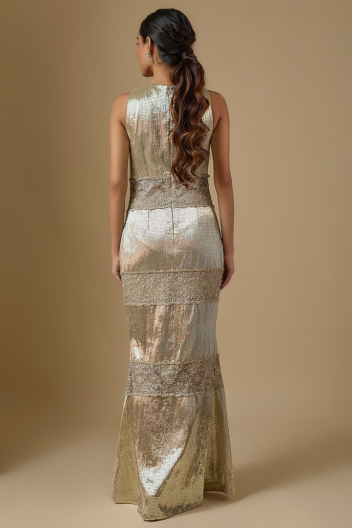 Silver Organza Party Wear Dress by COUTURE BY NIHARIKA at Pernia's Pop Up Shop