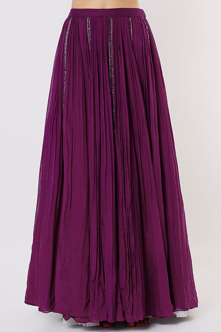 Wine Organza Wedding Lehenga Set by COUTURE BY NIHARIKA at Pernia's Pop Up Shop