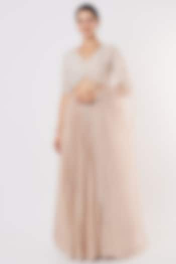 Peach Organza Wedding Lehenga Set by COUTURE BY NIHARIKA at Pernia's Pop Up Shop