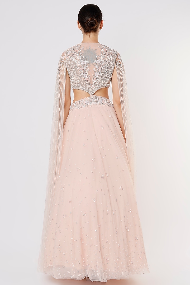 Peach Embroidered Wedding Lehenga Set by COUTURE BY NIHARIKA at Pernia's Pop Up Shop