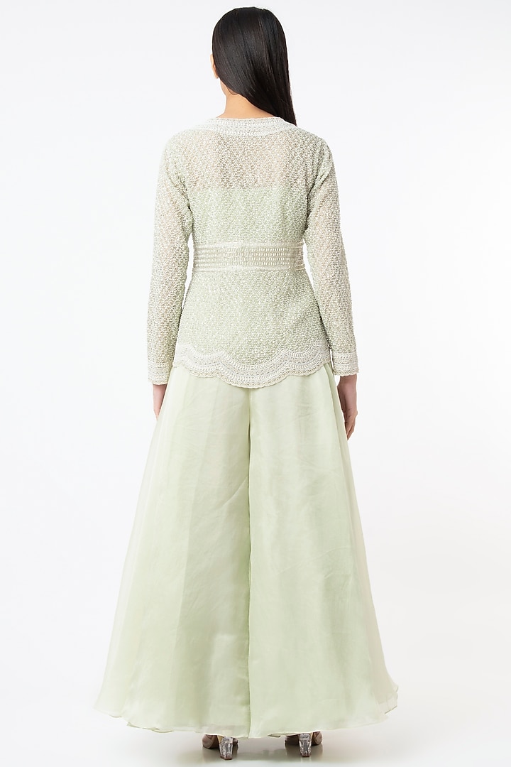 Mint Organza Flared Pant Set by COUTURE BY NIHARIKA at Pernia's Pop Up Shop
