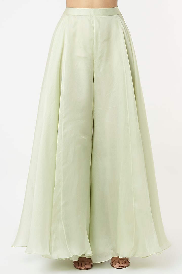Mint Organza Flared Pant Set by COUTURE BY NIHARIKA at Pernia's Pop Up Shop