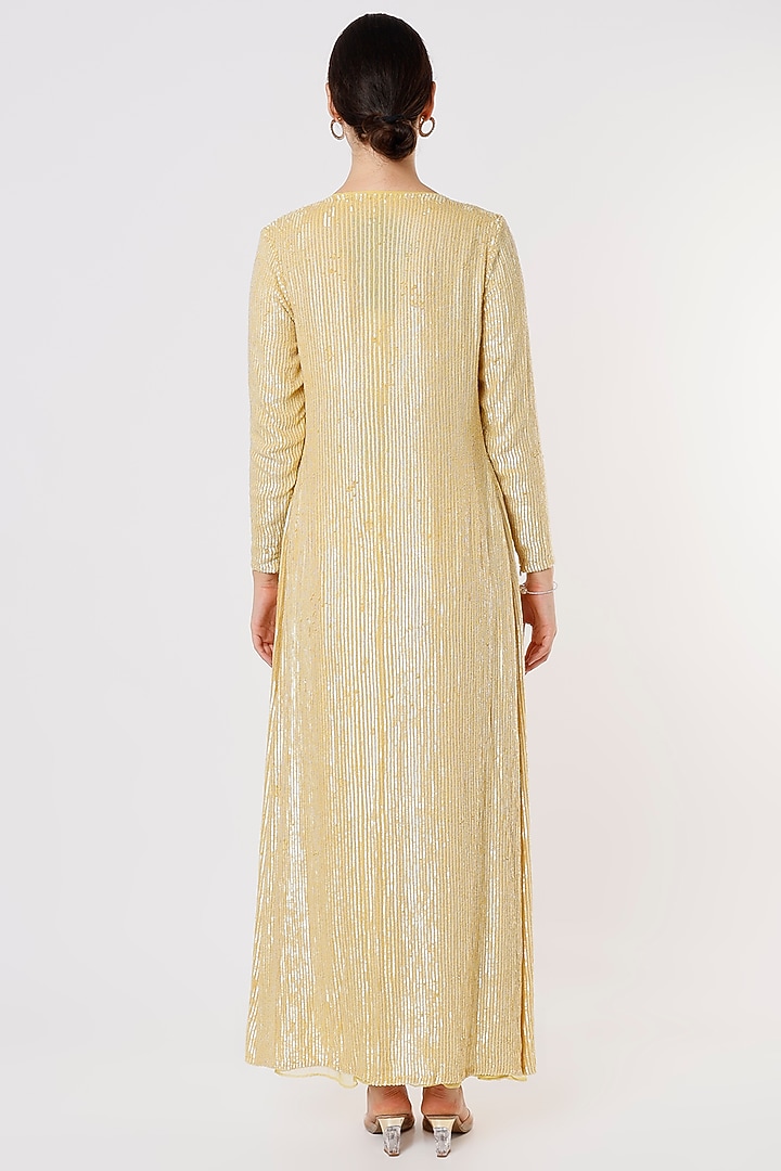 Yellow Georgette Jacket Set With Skirt by COUTURE BY NIHARIKA at Pernia's Pop Up Shop