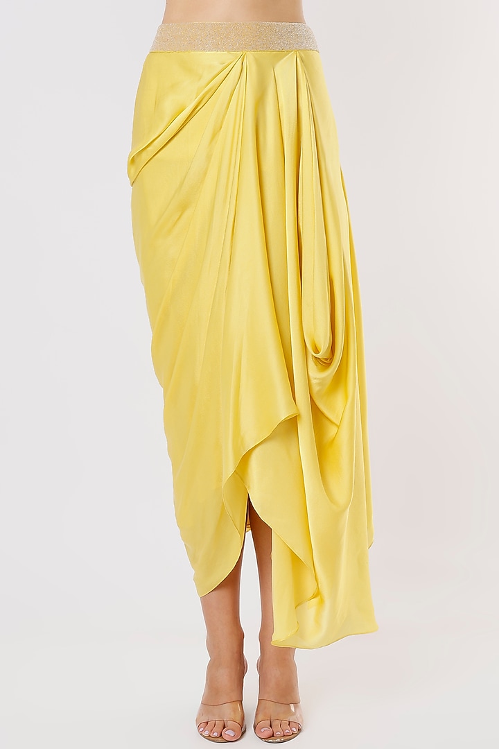 Yellow Georgette Jacket Set With Skirt by COUTURE BY NIHARIKA at Pernia's Pop Up Shop