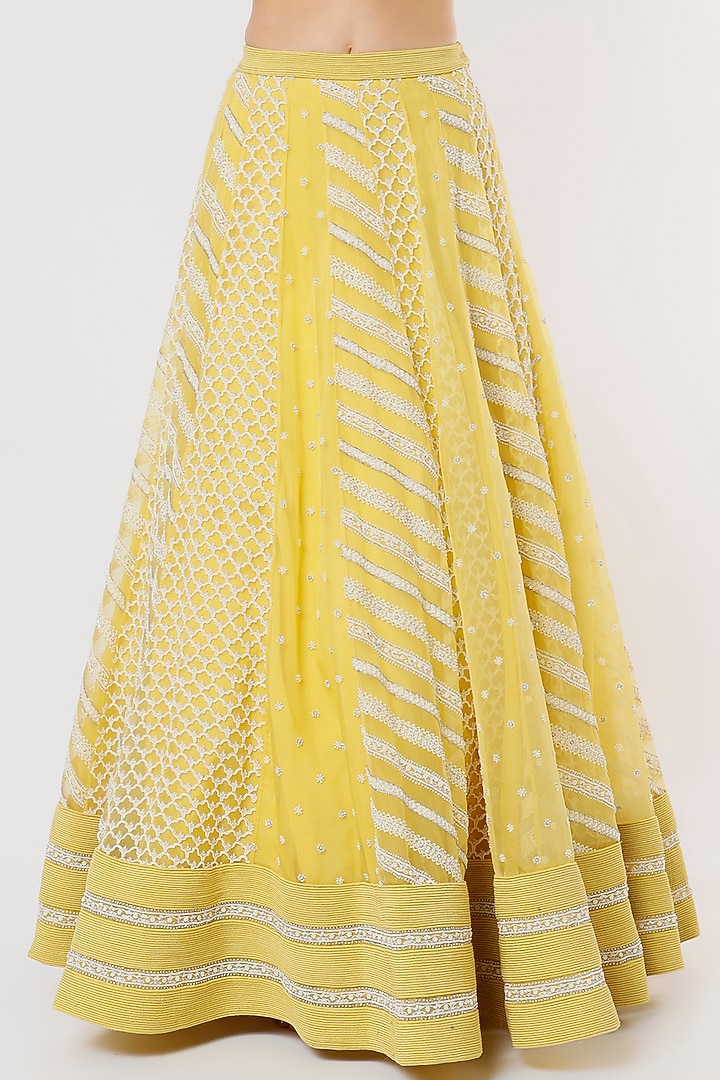 Yellow Hand Embroidered Bridal Lehenga Set by COUTURE BY NIHARIKA at Pernia's Pop Up Shop