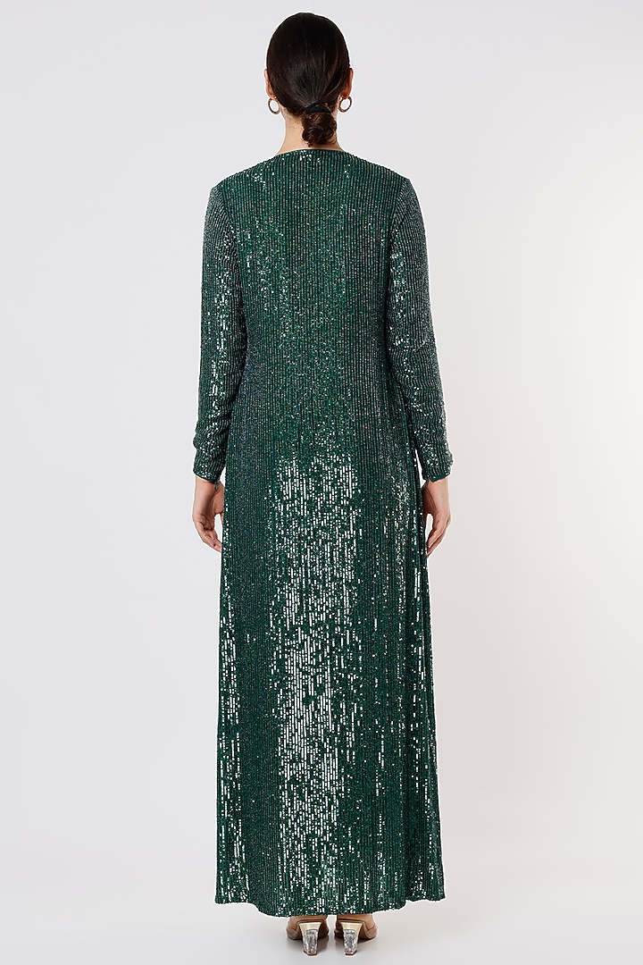 Emerald Green Embroidered Jacket Set by COUTURE BY NIHARIKA at Pernia's Pop Up Shop