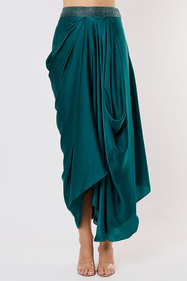 Emerald Green Embroidered Jacket Set by COUTURE BY NIHARIKA at Pernia's Pop Up Shop