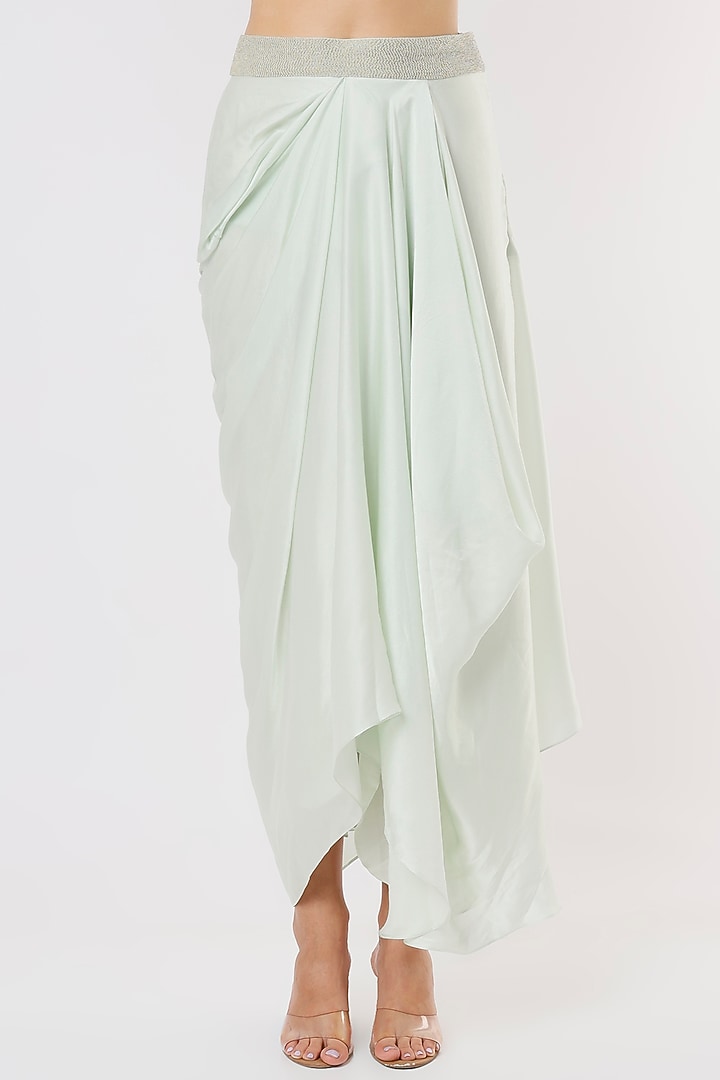 Mint Pearl Embroidered Jacket Set by COUTURE BY NIHARIKA at Pernia's Pop Up Shop