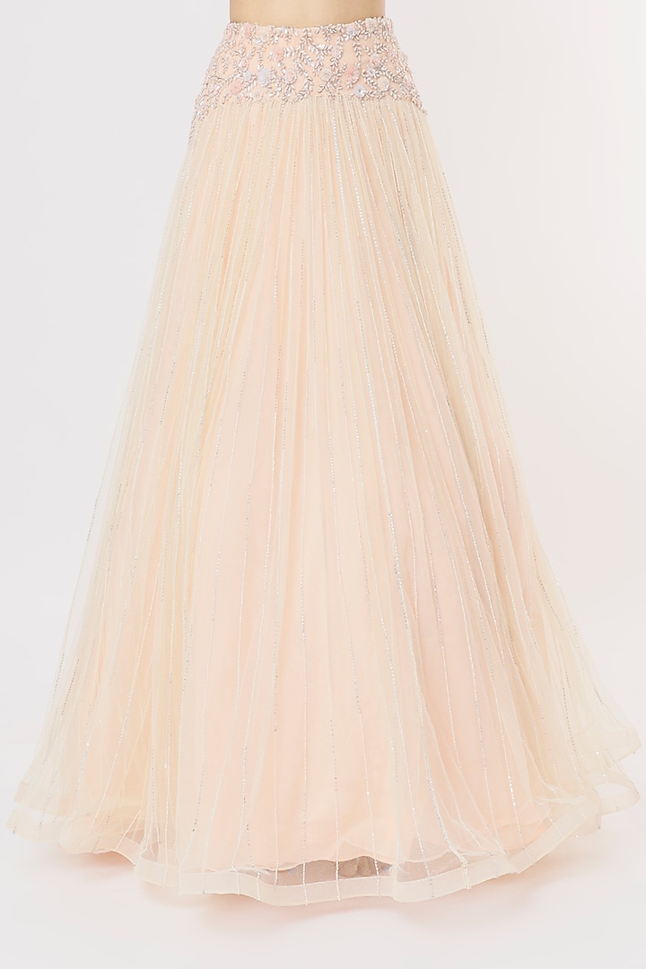 Peach Hand Embroidered Wedding Lehenga Set by COUTURE BY NIHARIKA at Pernia's Pop Up Shop