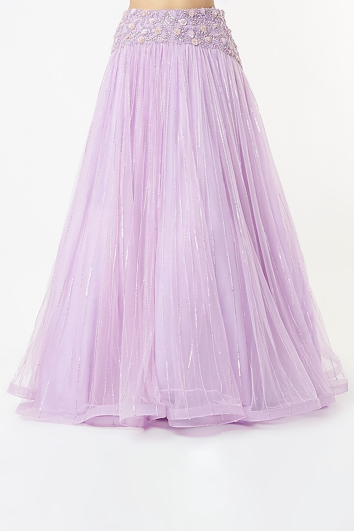 Lilac Hand Embroidered Wedding Lehenga Set by COUTURE BY NIHARIKA at Pernia's Pop Up Shop
