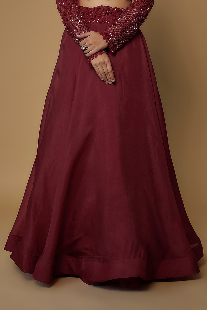 Red Organza Wedding Lehenga Set by COUTURE BY NIHARIKA at Pernia's Pop Up Shop