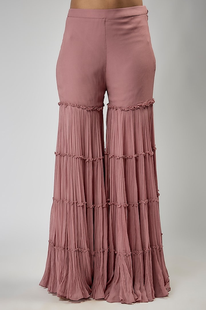 Blush Pink Viscose & Organza Wedding Sharara Set by COUTURE BY NIHARIKA at Pernia's Pop Up Shop