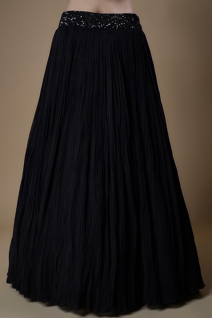 Black Viscose Embroidered Wedding Lehenga Set by COUTURE BY NIHARIKA at Pernia's Pop Up Shop
