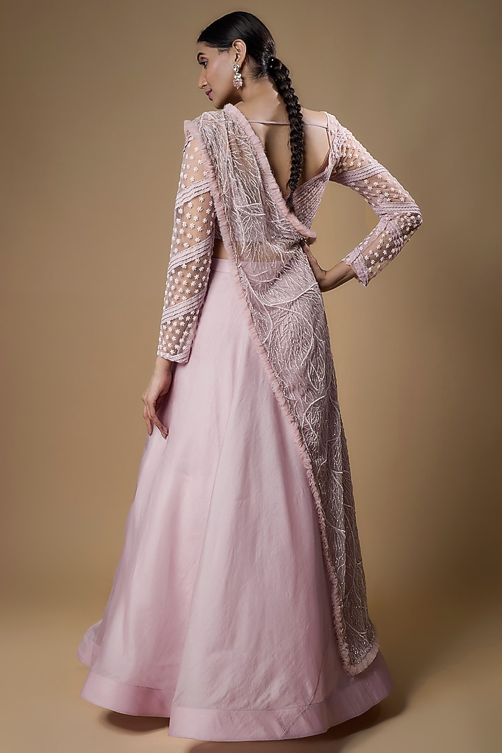 Lilac Embroidered Wedding Lehenga Set by COUTURE BY NIHARIKA at Pernia's Pop Up Shop